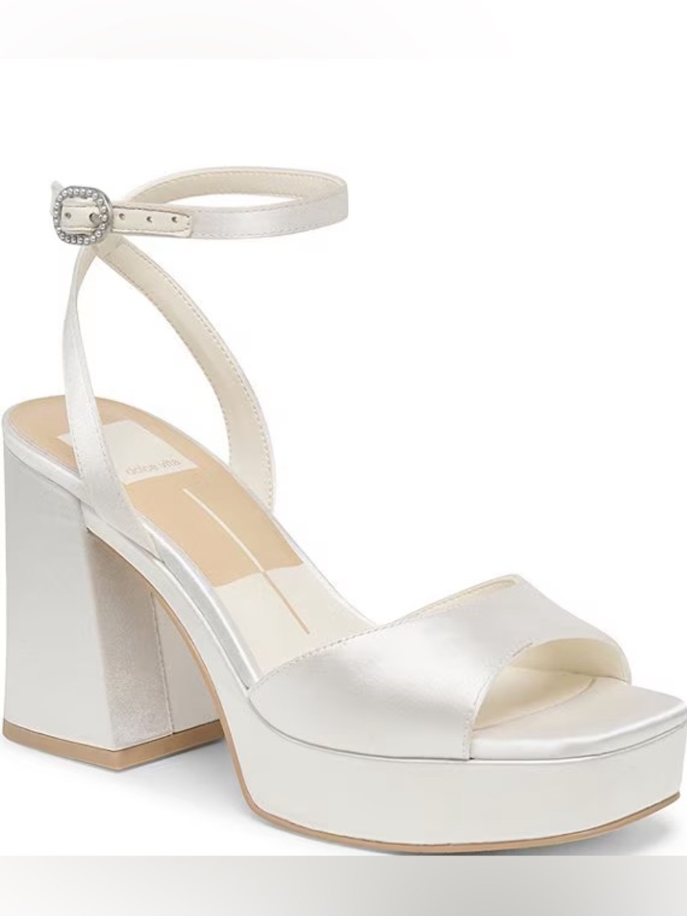 Dolce Vita Felica White Satin Heels
